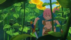 Rule 34 | 1girl, animated, animated gif, armor, bikini armor, bouncing breasts, breasts, cape, dressrosa, female focus, large breasts, one piece, pink hair, rebecca (one piece), running, screencap, sword, weapon