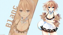 Rule 34 | 1girl, blanc (neptunia), blue bow, blue bowtie, blue eyes, bow, bowtie, breasts, brown hair, dress, hat, highres, jacket, large breasts, neptune (series), non-web source, official art, open mouth, screencap, short hair, smile, third-party edit, white dress, white jacket