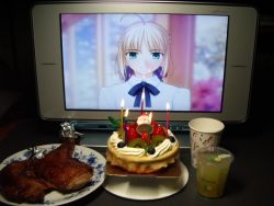 Rule 34 | 00s, 2d dating, artoria pendragon (fate), fate/stay night, fate (series), food, lonely, meal, photo (medium), saber (fate)
