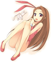 Rule 34 | 10s, 1girl, animal ears, bad id, bad pixiv id, bare legs, brown eyes, brown hair, rabbit, fake animal ears, idolmaster, idolmaster (classic), idolmaster 2, long hair, minase iori, playboy bunny, rabbit ears, shachi kamaboko, stuffed animal, stuffed rabbit, stuffed toy, usa-chan, wrist cuffs