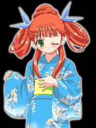 Rule 34 | 00s, anya cocolova, gambler club, japanese clothes, kimono, mahou sensei negima!, one eye closed, solo, wink