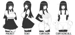 Rule 34 | 1boy, absurdres, arm warmers, breast padding, bulge, chilichi5, choker, cross pasties, crossdressing, curtain call challenge (meme), english text, greyscale, highres, hime cut, long hair, male focus, meme, miniskirt, monochrome, original, panties, pasties, pleated skirt, short sleeves, skirt, thighhighs, trap, underwear, undressing