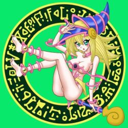 Rule 34 | 1girl, artist request, barefoot, blonde hair, breasts, dark magician girl, feet, functionally nude, large breasts, medium breasts, nipples, no panties, soles, toes, yu-gi-oh!, yu-gi-oh! duel monsters