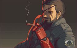 Rule 34 | 1boy, animated, animated gif, artist request, cigar, eyepatch, mechanical arms, metal gear (series), metal gear solid v: the phantom pain, pixel art, scar, single mechanical arm, smoking, source request, venom snake