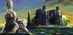 Rule 34 | ancient egypt, artist request, boat, island, no humans, original, statue, water