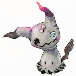 Rule 34 | alternate color, bow, commentary, creature, creatures (company), english commentary, etherealhaze, game freak, gen 7 pokemon, highres, looking at viewer, mimikyu, nintendo, no humans, pink bow, pokemon, pokemon (creature), shiny pokemon, solo, standing, transparent background, white background