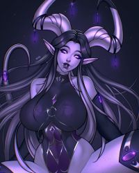 Rule 34 | 1girl, breasts, draenei, horns, large breasts, monster girl, solo, warcraft, world of warcraft