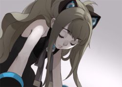 Rule 34 | 1girl, animal ears, animated, animated gif, bare shoulders, blinking, blue eyes, lips, long hair, lowres, nawol, parted lips, seeu, seeu (dark light), solo, vocaloid, wrist cuffs