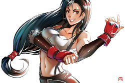 Rule 34 | 1990s (style), 1girl, breasts, female focus, final fantasy, final fantasy vii, highres, large breasts, long hair, pechan, simple background, solo, tagme, tifa lockhart