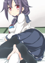 Rule 34 | 10s, 1girl, absurdres, ahoge, breasts, highres, kantai collection, long hair, low twintails, pantyhose, purple hair, red eyes, ryuki (ryukisukune), smile, solo focus, taigei (kancolle), twintails