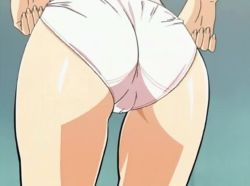 Rule 34 | 1girl, animated, animated gif, ass, butt crack, lime-iro senkitan, panties, simple background, trefoil, underwear, undressing, white panties
