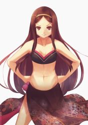 Rule 34 | 1girl, absurdres, brown hair, chacha (fate), fate/grand order, fate (series), hand on own hip, headband, highres, long hair, looking at viewer, standing