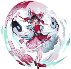 Rule 34 | 1girl, absurdres, ascot, bare shoulders, black hair, bow, closed mouth, detached sleeves, frilled skirt, frills, full body, hair between eyes, hair bow, hair tubes, hakurei reimu, highres, japanese clothes, long hair, looking at viewer, nontraditional miko, orb, red bow, red eyes, red skirt, ribbon-trimmed sleeves, ribbon trim, sandals, second-party source, sidelocks, skirt, solo, touhou, touhou gensou eclipse, transparent background, u u zan, white sleeves, wide sleeves, yellow ascot, yin yang, yin yang orb, zouri