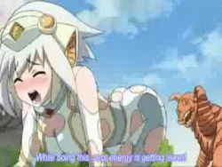 Rule 34 | 1girl, all fours, animated, animated gif, ass, blush, butt crack, crawling, closed eyes, koharuno silk, looking at viewer, looking back, lowres, monster, open mouth, outdoors, silver hair, sky, subtitled, tree, ultimate girl, water