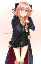Rule 34 | 1boy, astolfo (fate), braid, cosplay, fate/apocrypha, fate/grand order, fate (series), flying sweatdrops, hair ribbon, jacket, jeanne d&#039;arc (fate), jeanne d&#039;arc (ruler) (fate), jeanne d&#039;arc alter (fate), jeanne d&#039;arc alter (fate) (cosplay), jeanne d&#039;arc alter (ver. shinjuku 1999) (fate), jewelry, male focus, multicolored hair, necklace, official alternate costume, pink hair, purple eyes, ribbon, skirt, solo, somechime (sometime1209), trap, twitter username, two-tone hair, white hair