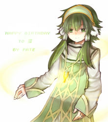 Rule 34 | 00s, 1boy, birthday, fate (slw slw), green eyes, green hair, hair tubes, hairband, ion (tales), jewelry, male focus, matching hair/eyes, sidelocks, smile, solo, tabard, tales of (series), tales of the abyss