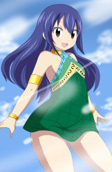 Rule 34 | 1girl, absurdres, blue hair, breasts, brown eyes, dmayaichi, dress, fairy tail, highres, legs, long hair, simple background, small breasts, solo, wendy marvell