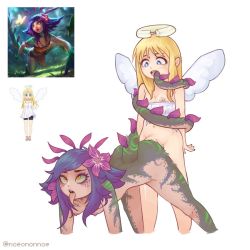 Rule 34 | 1futa, 1girl, ahegao, angel, blonde hair, blue eyes, blue hair, breasts, colored skin, crimvael, cum, cum in pussy, erection, flower, futa with female, futanari, green skin, hugging tail, ishuzoku reviewers, league of legends, lizard, long tongue, multiple girls, neeko (league of legends), nipples, noone, nude, open mouth, oral, penis, pussy juice, reptile, rolling eyes, sex, sex from behind, simple background, tail, tail wrap, tongue, tongue out, wings, yellow eyes