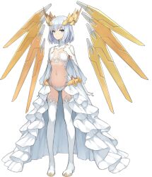 Rule 34 | 1girl, blue eyes, breasts, bridal gauntlets, capelet, closed mouth, crown, date a live, detached collar, dress, elbow gloves, expressionless, fantasia re:build, frilled dress, frills, full body, gloves, gold crown, gold trim, highres, official alternate costume, official art, pointed crown, revealing clothes, short hair, small breasts, solo, tachi-e, thighhighs, third-party source, tobiichi origami, transparent background, white capelet, white dress, white footwear, white gloves, white hair, white thighhighs