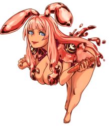 Rule 34 | + +, 1girl, animal ears, barefoot, bent over, blue eyes, blush, grabbing another&#039;s breast, breasts, carrot, cleavage, drawfag, full body, grabbing, grabbing own breast, hanging breasts, large breasts, lipstick, long hair, makeup, melona (queen&#039;s blade), melona (queen's blade), monster girl, pink hair, prehensile hair, protean assassin melona, queen&#039;s blade, rabbit ears, slime (substance), slime girl, smile, solo
