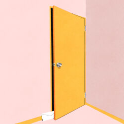 Rule 34 | door, doorknob, envelope, highres, iida kento, indoors, no humans, open door, original, still life, wooden door