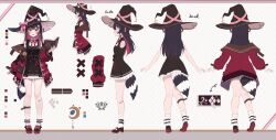 Rule 34 | 1girl, absurdres, animal ears, bandaged leg, bandages, bandaid, bandaid on leg, black bow, black footwear, black hair, black headwear, book, bow, braid, character sheet, collared dress, color guide, colored inner hair, crescent, crescent hat ornament, dress, footwear bow, grey hair, haneiro, hat, hat ornament, hat ribbon, highres, holding, holding book, jacket, leg belt, multicolored hair, multiple views, off-shoulder jacket, off shoulder, pinafore dress, pink bow, pink hair, pink jacket, pink ribbon, pixellink, raccoon ears, raccoon girl, raccoon tail, raki kazuki, ribbon, second-party source, side braid, sleeveless, sleeveless dress, socks, tail, virtual youtuber, white dress, white socks, witch hat, yellow eyes
