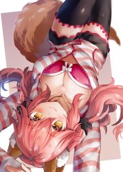 Rule 34 | 1girl, animal ear fluff, animal ears, blush, breasts, fate/extra, fate (series), fox ears, fox girl, fox tail, hair between eyes, large breasts, long hair, long sleeves, looking at viewer, official alternate costume, pink hair, smile, tail, tamamo (fate), tamamo no mae (fate/extra), tamamo no mae (spring casual) (fate), tatara maguro, twintails, yellow eyes