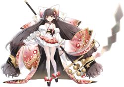 Rule 34 | 1girl, azur lane, bare shoulders, bow, brown hair, expressions, floral print, full body, fur trim, hair bow, harutsuki (azur lane), harutsuki (a dance for the coming spring) (azur lane), highres, holding, holding staff, long hair, looking at viewer, maya g, official alternate costume, official art, pantyhose, red sash, sash, solo, staff, thighband pantyhose, transparent background, very long hair, white pantyhose, wide sleeves, yellow eyes