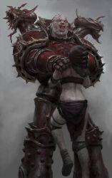 Rule 34 | 1boy, 1girl, adeptus astartes, alex cristi, armor, bare shoulders, blood, breastplate, cable, chaos (warhammer), chaos space marine, clenched teeth, gauntlets, gold trim, grabbing, greaves, hair tubes, highres, holding, khorne, khorne berserker, lifting another&#039;s clothes, looking down, looking up, pauldrons, power armor, red armor, shoulder armor, sister repentia, space marine, spiked armor, spiked pauldrons, teeth, tube, vambraces, warhammer 40k, wide-eyed, world eaters