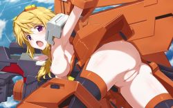 Rule 34 | 1girl, ass, blonde hair, breasts, charlotte dunois, highres, infinite stratos, nipples, nude filter, purple eyes, pussy, third-party edit, uncensored
