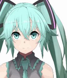 Rule 34 | 1girl, :d, ^ ^, animated, animated gif, bad id, bad pixiv id, bare shoulders, blinking, closed eyes, detached sleeves, emofuri, facing viewer, frills, frown, green eyes, green hair, hair ornament, hatsune miku, head tilt, long hair, looking at viewer, lowres, matching hair/eyes, md5 mismatch, necktie, ojiyaaa, open mouth, sad smile, shirt, simple background, sleeveless, sleeveless shirt, smile, solo, twintails, ugoira, upper body, vocaloid, white background