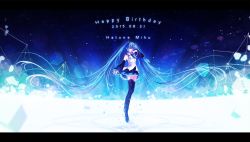 Rule 34 | 10s, 1girl, 2015, absurdly long hair, bad id, bad pixiv id, bare shoulders, birthday, black footwear, black skirt, blue eyes, blue hair, blue necktie, boots, character name, dated, detached sleeves, hair ornament, hatsune miku, highres, long hair, looking at viewer, matching hair/eyes, mokoppe, necktie, pleated skirt, shirt, skirt, solo, thigh boots, thighhighs, twintails, very long hair, vocaloid, white shirt