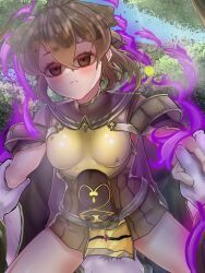 1girl arm_grab aura breasts brown_eyes brown_hair corruption cum cum_in_pussy dark_aura delthea_(fire_emblem) disinterested expressionless eyes_in_shadow female_focus fire_emblem fire_emblem_echoes:_shadows_of_valentia forest frown girl_on_top hair_between_eyes holding_hands icecream_(kwsu2482) looking_at_viewer mind_control nature nintendo outdoors penetrating_pov ponytail pov rape short_hair small_breasts solo_focus spread_legs straddling tatarrah thighs vaginal