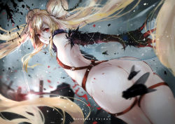 Rule 34 | 1girl, artist name, ass, beelzebub (tower of saviors), blonde hair, breasts, bug, character name, fly, highres, insect, long hair, looking at viewer, looking back, red eyes, revealing clothes, small breasts, solo, tower of saviors, twintails, vardan (s645062222), very long hair