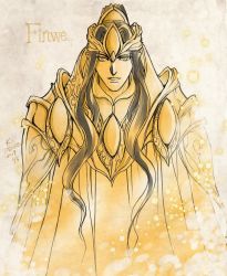 Rule 34 | 1boy, black hair, crown, dated, finwe, kazuki-mendou, tolkien&#039;s legendarium, long hair, looking at viewer, male focus, monochrome, one-hour drawing challenge, parted lips, pointy ears, ponytail, signature, smile, solo, the silmarillion, yellow theme