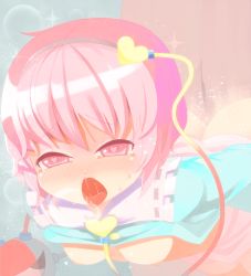 Rule 34 | 1girl, ahegao, ass, blush, breasts, clothed female nude male, clothes lift, fucked silly, hairband, hamaburicchi, heart, highres, komeiji satori, nude, open mouth, petite, pink eyes, pink hair, sex, shirt lift, small breasts, solo, third eye, tongue, torogao, touhou