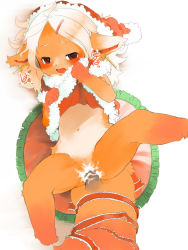Rule 34 | 1boy, 1girl, blush, bottomless, cum, furry, fuyuno mikan, hat, hetero, navel, no humans, open mouth, penis, red eyes, sex, text focus, vaginal, white background, white hair