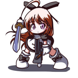 Rule 34 | chibi, fictional sister, gun, hoihoi-san, sword, ichigeki sacchuu!! hoihoi-san, weapon