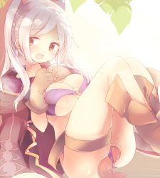 Rule 34 | 1girl, animal ears, bad id, bad pixiv id, bikini, bikini bottom aside, blush, breasts, cat ears, clothing aside, fire emblem, fire emblem awakening, fire emblem heroes, large breasts, long hair, looking at viewer, nintendo, open mouth, pussy juice, robin (female) (fire emblem), robin (fire emblem), robin (male) (fire emblem), smile, solo, swimsuit, tentacles, teu (navy), twintails, white hair