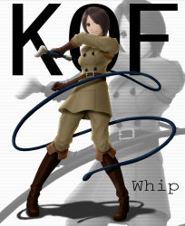 Rule 34 | 1girl, bad id, bad pixiv id, brown hair, character name, short hair, siraha, snk, solo, the king of fighters, whip, whip (kof)