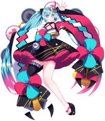 Rule 34 | 1girl, :o, absurdly long hair, anniversary, aqua eyes, aqua hair, artist name, artist request, bare legs, black choker, black skirt, blue eyes, blue hair, blue nails, blush, breasts, choker, collarbone, decora (lilyume), female focus, hair ornament, hairclip, hand wave, hatsune miku, highres, instrument, japanese clothes, kimono, lilyume, long hair, long sleeves, magical mirai (2020), magical mirai (vocaloid), nail, nail polish, parted lips, platform footwear, single legwear, skirt, small breasts, solo, standing, twintails, very long hair, vocaloid, white background, white kimono, x hair ornament