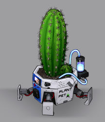 Rule 34 | 1boy, cable, cactus, camera, commentary, d-pad, duct tape, emoticon, english commentary, flower pot, glowing liquid, grey background, linus sebastian, linus tech tips, liquid, meme, non-humanoid robot, original, phallic symbol, plant, potted plant, psyk323, push-button, real life, robot, science fiction, screen, simple background, soil