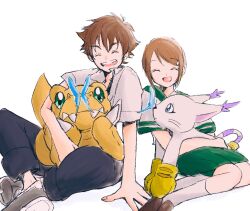 Rule 34 | agumon, animal ears, bug, butterfly, cat, cat ears, digimon, digimon (creature), digimon adventure tri., gloves, highres, holy ring, insect, jewelry, ring, tail, tailmon, yagami hikari, yagami taichi