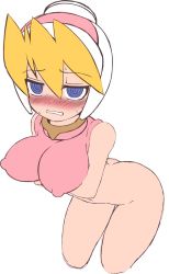 Rule 34 | 1girl, blonde hair, bottomless, breasts, ciel (mega man), highres, hypnosis, large breasts, mind control, mega man (series), mega man zero (series), semikichi, solo, tagme
