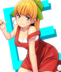 Rule 34 | 1girl, aged up, bad id, bad pixiv id, blonde hair, blue eyes, breasts, capcom, cleavage, doll joints, joints, kouno (masao), mega man (classic), mega man (series), off shoulder, ponytail, red skirt, robot joints, roll (mega man), skirt, solo