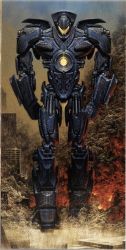 Rule 34 | apocalypse, cannon, chest cannon, city, directed-energy weapon, energy cannon, energy weapon, fire, gipsy danger, highres, jaeger (pacific rim), legendary pictures, mecha, military, military vehicle, nuclear vortex turbine, official art, pacific rim, pan pacific defense corps, production art, realistic, robot, ruins, scan, science fiction, smoke, traditional media, walking, war