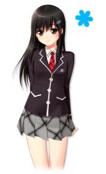 Rule 34 | 1girl, bare legs, bishoujo (game), black hair, female focus, long hair, nonohara miki, school uniform, smile, solo, tachibana kyouka, tanuki-soft, white background