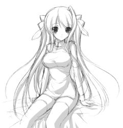 Rule 34 | 00s, china dress, chinese clothes, dress, greyscale, haoto luna, koihime musou, monochrome, original, ryuubi, sketch, solo, thighhighs