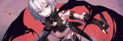 Rule 34 | 1girl, armband, bandaged arm, bandages, bare shoulders, black gloves, black panties, black thighhighs, breasts, cropped, dagger, fate/apocrypha, fate/grand order, fate (series), fingerless gloves, gloves, gluteal fold, hinasaki you, jack the ripper (fate/apocrypha), knife, leaning forward, medium breasts, navel, panties, parted lips, scar, sheath, short hair, silver hair, solo, string panties, tattoo, thighhighs, underwear, weapon, yellow eyes