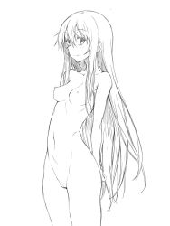 Rule 34 | 10s, 1girl, bad id, bad pixiv id, breasts, cleft of venus, collarbone, doma umaru, greyscale, groin, highres, himouto! umaru-chan, long hair, looking at viewer, monochrome, navel, nipples, nude, pussy, redcomet, revision, simple background, small breasts, smile, solo, uncensored, very long hair, white background
